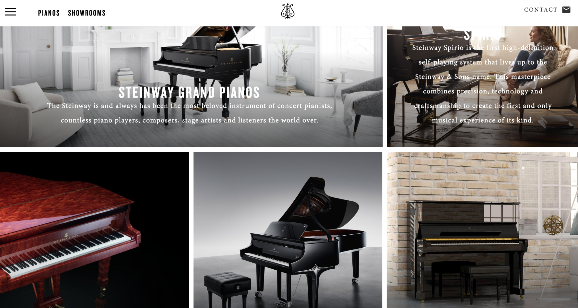 Интерфейс сайта компании Steinway